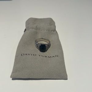 David Yurman Petite Wheaton Ring with Black Onyx and Pavé Diamonds